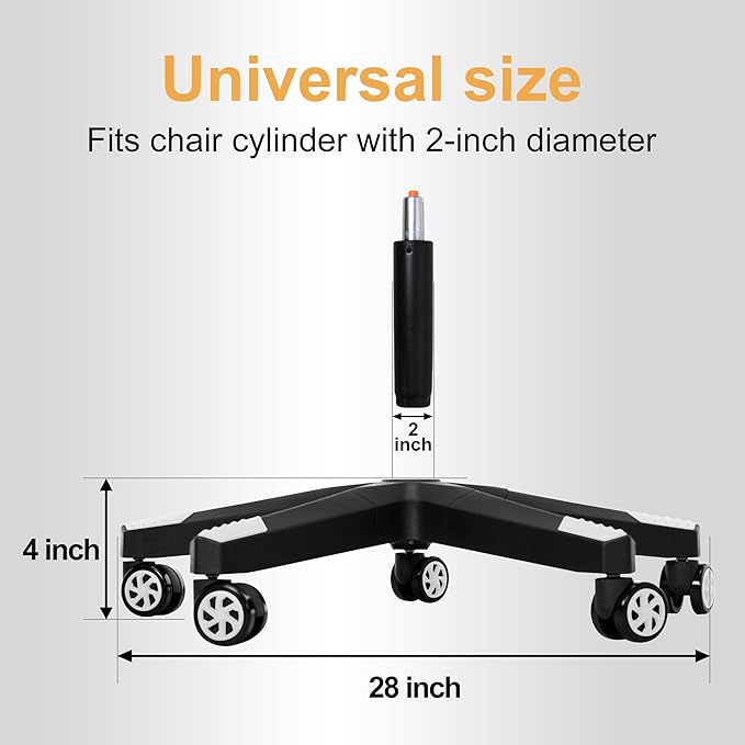 Frassie 28 Inch Heavy Duty Nylon Gaming Office Chair Base Replacement Part with 5 Casters