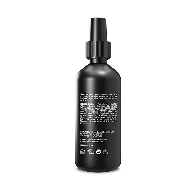 Gentlehomme - Coconut Face Mist - Men’s Facial Spray - with Hyaluronic Acid, Aloe Vera & Green Tea - Refresh, Moisturize & Hydrate - Use Day & Night - Safe for All Skin Types - Vegan - 3.4oz - 1 Pack