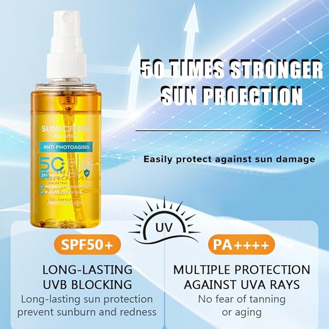 Body Sunscreen Oil Spray SPF 50 - Lightweight, Hydrating, and Glow-Boosting Mist for All Skin Type, 100ml
