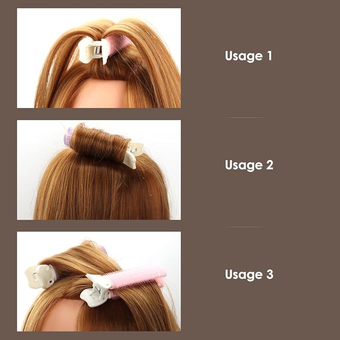 WALLFID Hair Roller Set 6 Pcs for Medium Long Hair, Includes 3 Curling Irons, 2 Volumizing Root Clips, 1 Comb (Volumizing Bangs Curler Set for Women)
