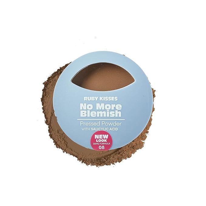 Ruby Kisses No More Blemish Face Powder with Salicylic Acid Korean Makeup Matte Finish Full Coverage Pressed Powder (Chestnut)