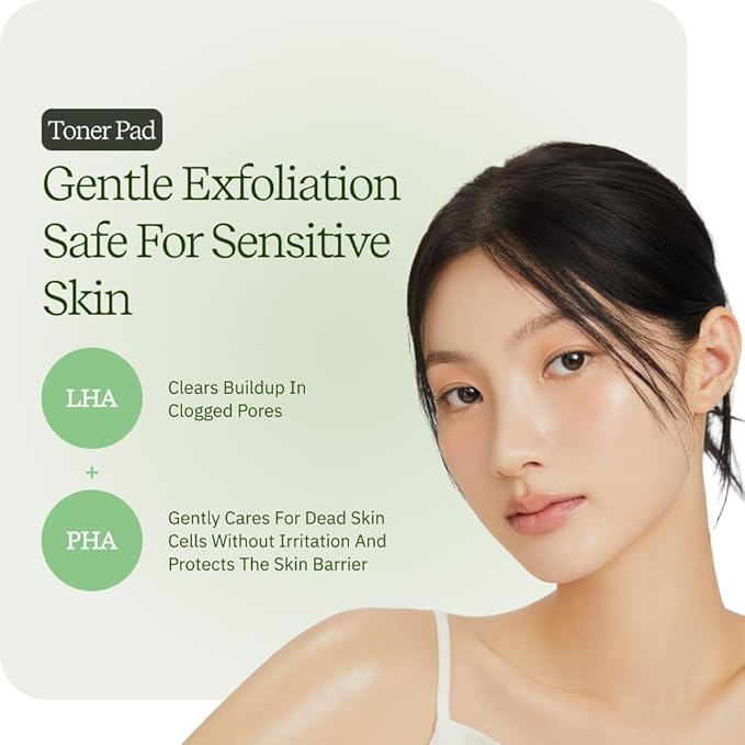 ByUR Green Wonder Keep Peace Toner Pads & Serum Duo - Gentle Exfoliation, Soothing, Oil Control, & Redness Care for Sensitive Skin, Salicylic Acid, Centella Asiatica, Facial Pore Care Korean Skincare