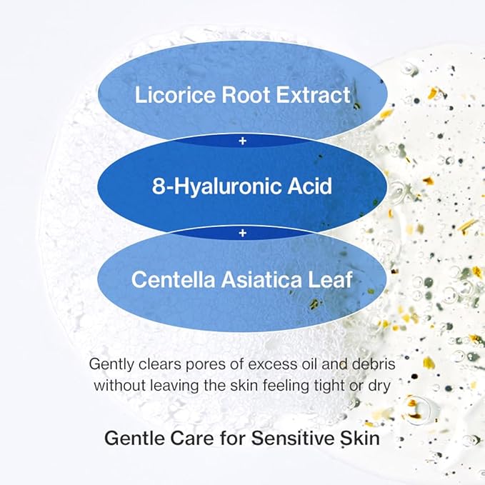 YUMU Licorice Deep Pore Facial Cleanser, for Double Cleansing, Centella Asiatica + Ceramide NP + Glycerin, Hydrating Gel Cleanser, Blackhead Remover, Korean Skincare (150ml/5.07 fl.oz.)