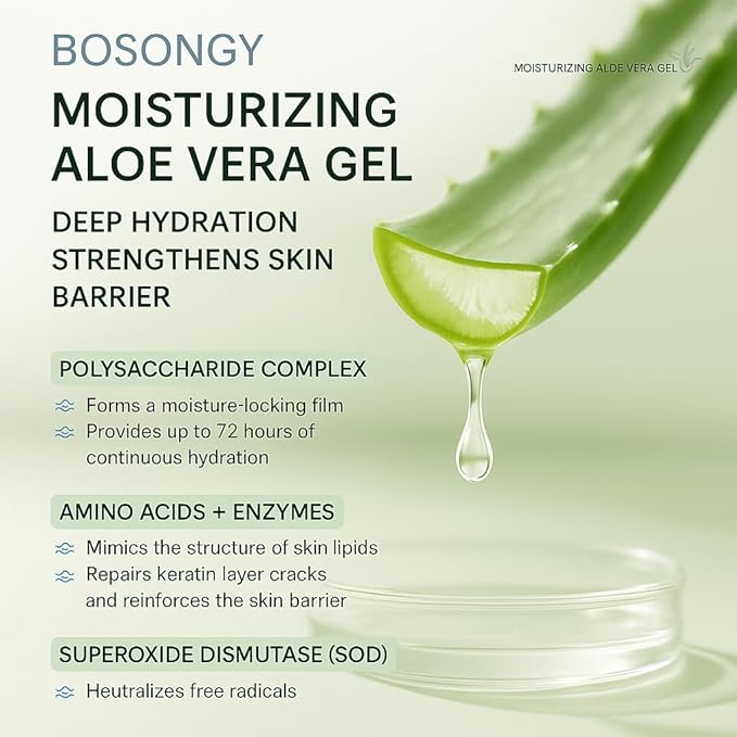 Moisturizing Aloe Vera Gel,Soothing Hydrating Face Body Gel with Pure Aloe Extract, Korean Skincare Green Tea Calms Redness, Repairs After Sun,Refreshes Sensitive Skin (8.8oz