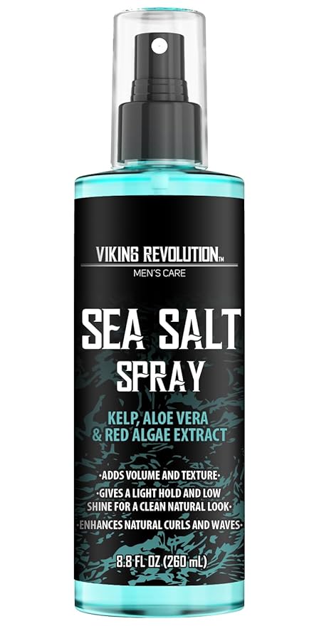 Viking Revolution Sea Salt Spray for Men - Hair Texturizing Spray with Kelp, Aloe Vera and Red Algae Extract - Surf Sprays to Add Volume and Texture for Men and Women Beach Hair - 8.8oz