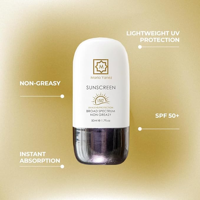 Sunscreen SPF 50+ by Maria Yanez – Broad Spectrum UVA/UVB Protection – Non-Greasy Lightweight Formula – Daily Face & Body Sunscreen – For Women and Men