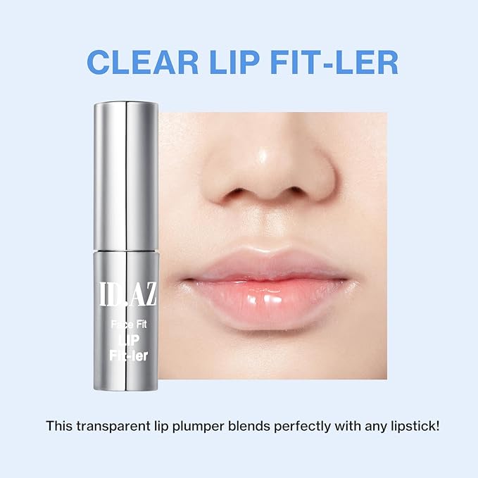 idplacosmetics ID.AZ Face Fit Lip Fit-Ler (Clear) 0.12 fl.oz (3.5 g) — Hydrating, High-Shine Lip Plumper Gloss with Maxi-Lip Peptide Glass-Like Finish, Wear Alone or as Topper Korean Lip Gloss.