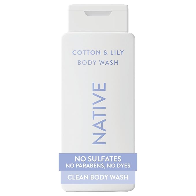 Native Body Wash Contains Naturally Derived Ingredients | For Women & Men, Sulfate, Paraben, & Dye Free Leaving Skin Soft and Hydrated | Cotton & Lily 18 oz