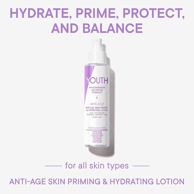 YOUTHPHYTO DERMATO Advanced Formula- Anti-Age Skin Priming and Hydrating Lotion - Hydrating Facial Toner Essence to Smooth, Balance & Prime The Skin, 3.4 Fl Oz