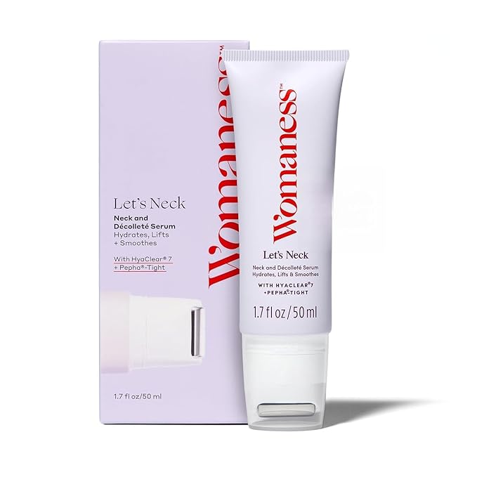 Womaness Let’s Neck Serum for Neck Tightening and Lifting - Firming and Tightening Neck Cream with Cooling Roller Applicator - Hydrating Neck Serum to Smooth Wrinkles and Sagging Skin for Women - 50ml