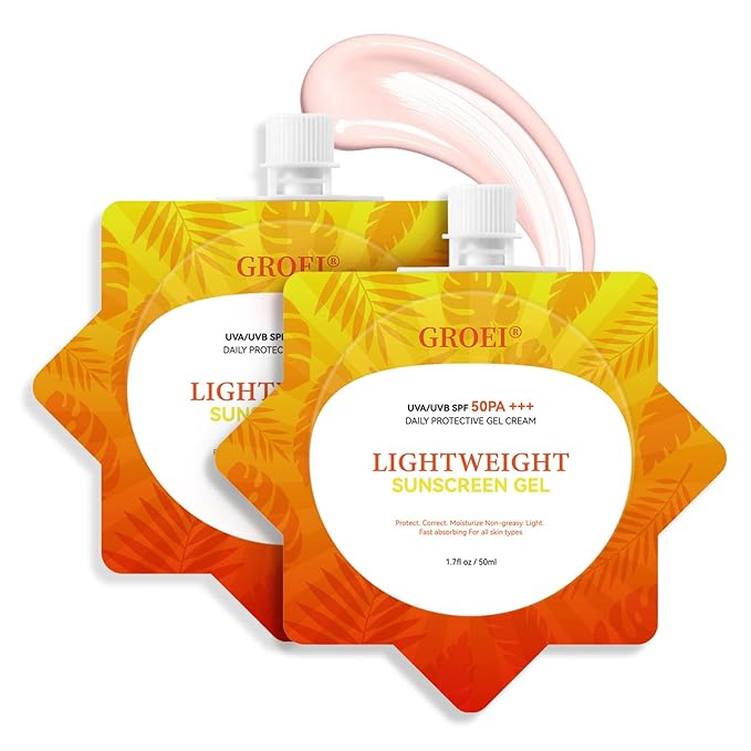 Ultra-Lightweight Dry-Touch Water-Resistant Sunscreen SPF50 PA+++, Broad Spectrum UVA/UVB Protection,Daily Airy-Fit Sunscreen Gel,Oil-Free Non-Greasy Formula, No White Cast,for Sensitive Skin,2 Pack