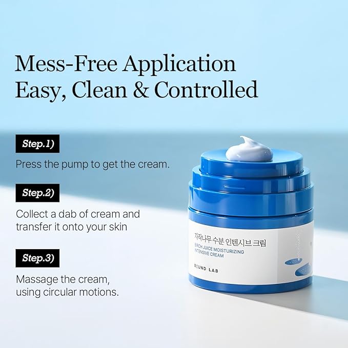 ROUND LAB Birch Juice Moisturizing Intensive Cream 1.69 Fl Oz, Deep Hydration Face Cream with Birch Sap and Hyaluronic Acid, Moisture Barrier Care, Rich but Non-Greasy Texture, Korean Skincare