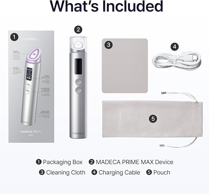 CENTELLIAN 24 Madeca Prime Max (Silver) - Multi-Functional Facial Beauty Device, 6 Advanced Energy Technologies for Brightening, Absorption, Firming, Hydration & Skin Tone Improvement