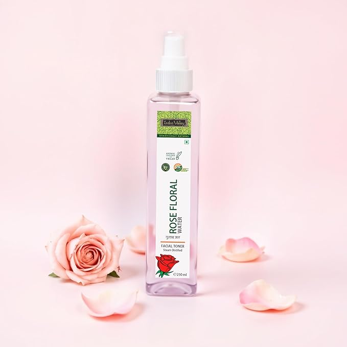 INDUS VALLEY Rosewater - Refreshing Face Mist with Damask Rose, All Skin Types - Hydrating Rose Water Spray for Glowing Skin Care - No Dyes or Alcohol, Hypoallergenic, Vegan 8.451fl. oz
