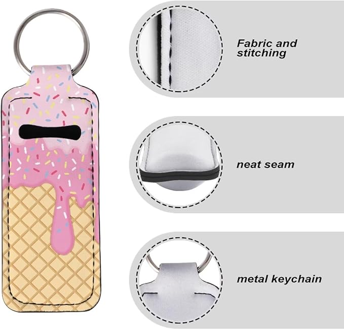 Lipstick Holder Keychain, Cute Keychains for Lip Balm Holder, Neoprene Lipstick Sleeve Pouch for Women Men Teens