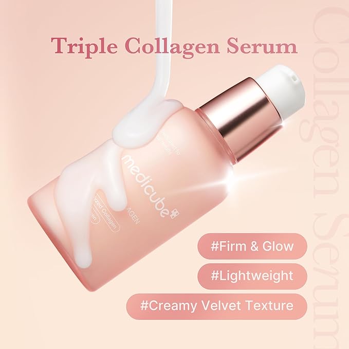medicube Triple Collagen Nourish and Hydrate Duo: Triple Collagen Cream and Triple Collagen Serum | Niacinamide, Hyaluronic Acid for Glowing, Fimer-Looking Skin | Korean Skin Care
