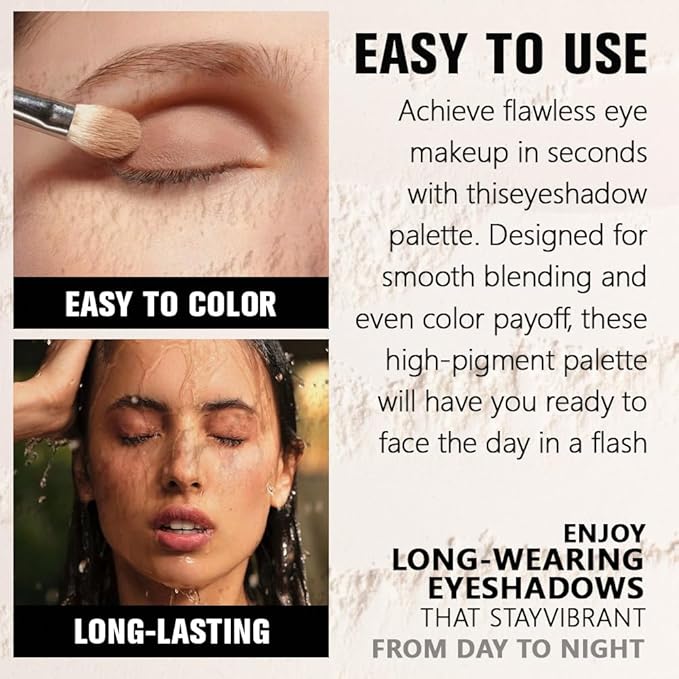 Dusty Pink Champagne Shimmer Eye Shadow Palette Makeup, Shimmer Monochrome Eyeshadow For Older Women, Pigmented Waterproof Sombras Para Ojos, Vegan, Talc, Paraben & Cruelty Free