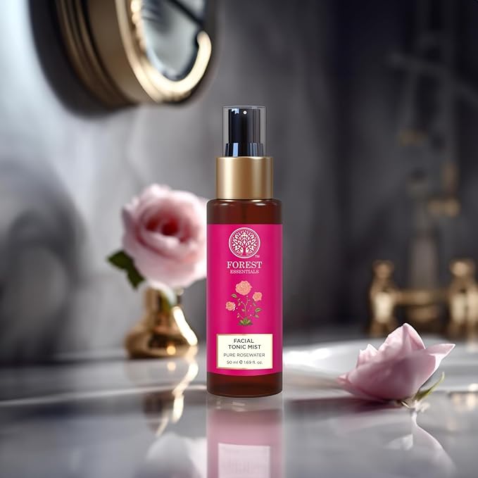 Forest Essential Facial Tonic Mist, Pure Rosewater, 50 ml (1.69 fl oz)