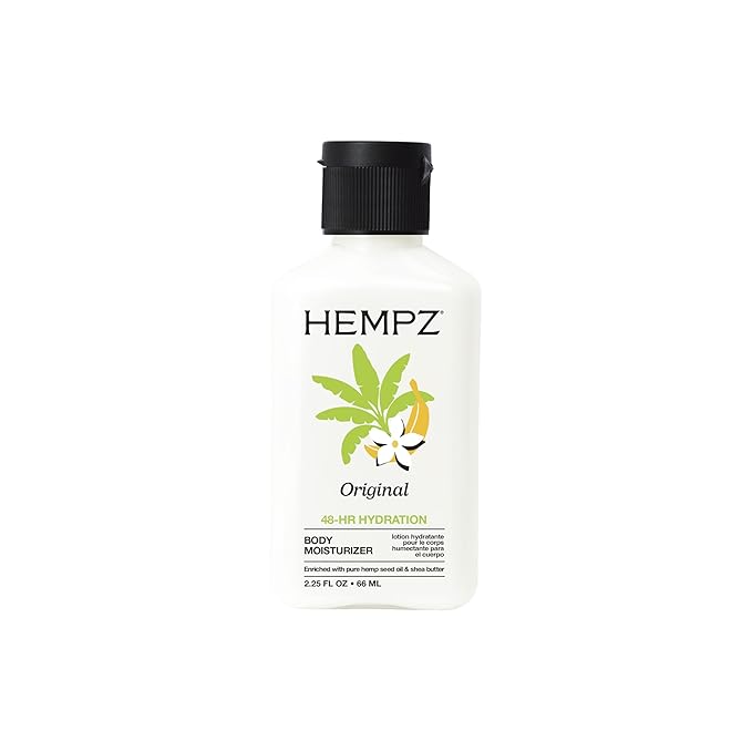 HEMPZ Mini Original Body Lotion, Floral & Banana Scent, Daily Moisturizing Cream, Shea Butter Hand and Body Moisturizer, Skin Care Products, Hydrating Hemp Seed Oil, Mini, 2.25 oz.