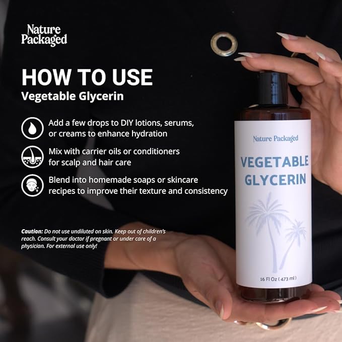 Vegetable Glycerin Oil - 100% Pure Plant Based Glycerol for DIY Skincare, Hair Care, Soap Making & Cosmetics - Vegan Moisturizing Humectant for Lotions & Creams - USP Grade 16oz