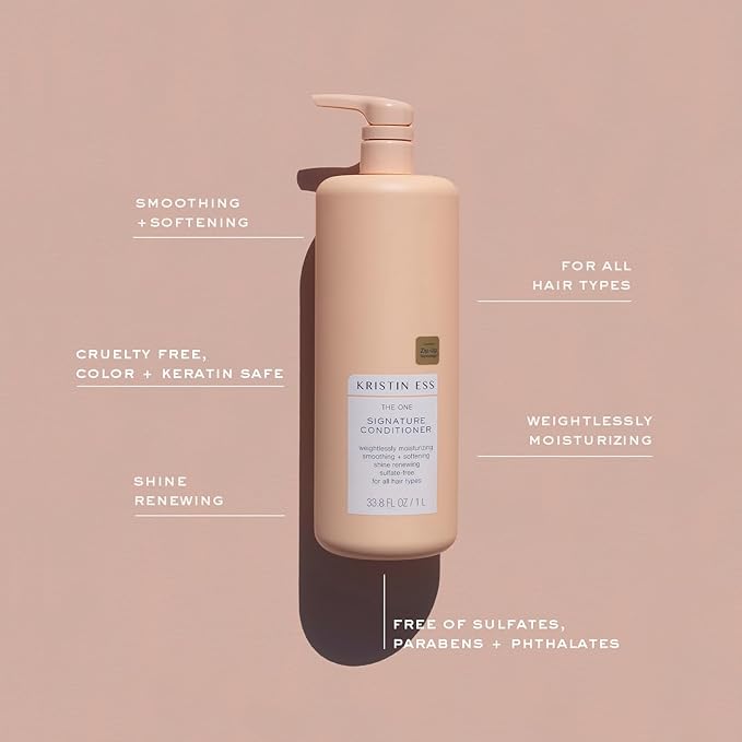Kristin Ess Hair The One Signature Conditioner for Dry Damaged Hair - Moisturizes, Smooths, Detangles + Softens Hair - Sulfate Free, Color + Keratin Safe, 33.8 fl. oz.