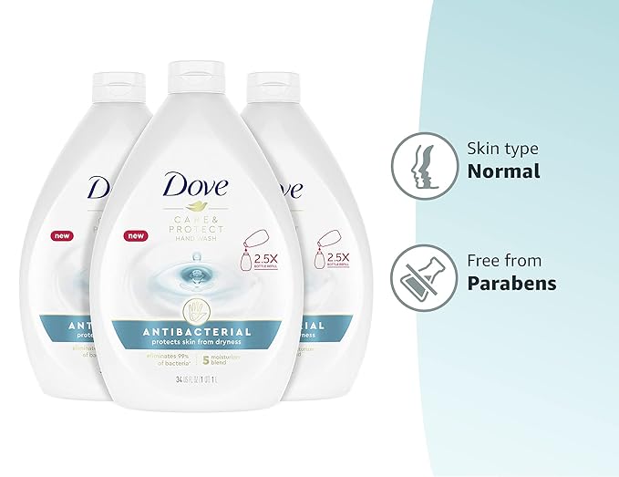 Dove Antibacterial Hand Wash Care & Protects Skin from Dryness,Moisturizers More Than The Leading Ordinary Hand Soap,34 oz,(Pack of 6)