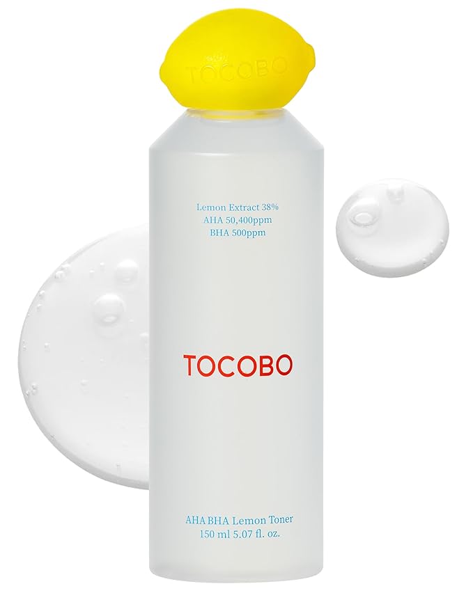 TOCOBO AHA BHA Lemon Facial Toner 5.07 fl oz / 150 ml | Vitamin C and Lemon Extract, AHA, BHA, Calming and Soothing Moisturizer | Natural Ingredients, Vegan Toner, Cruelty Free