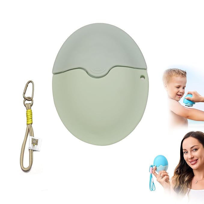 Sunscreen Applicator - Portable - BPA-Free Refillable Roll on Sponge Sunscreen, Suncream & Lotion Applicator For Kids, Adults & Families - Perfect Size for Travel (Green)