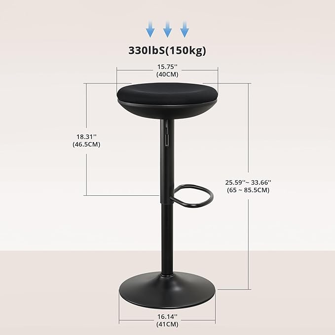 IWMH Standing Desk Stool, Ergonomic Adjustable Height Office Chair, Round 360° Swivel Sit Perching Stool Without Backrest for Bedroom, Kitchen, Living Room (Black*2)