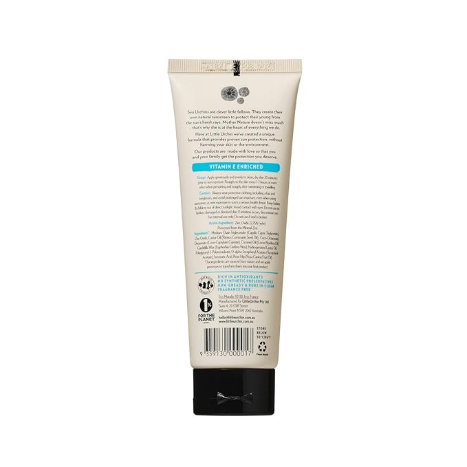 LITTLE URCHIN Natural Clear Zinc Sunscreen – SPF 30 Broad Spectrum – Water-Resistant, Vegan, Reef Safe – 22.75% Zinc Oxide – 3.4 oz