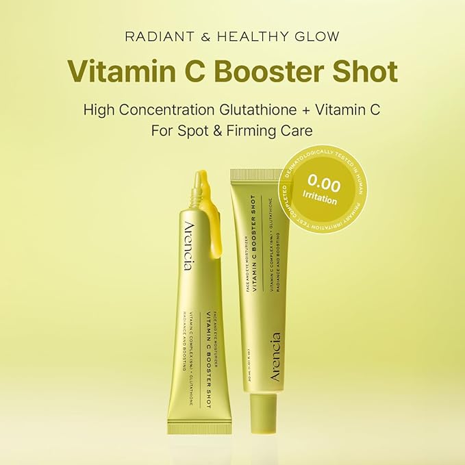 Arencia Vitamin C Booster Shot Serum with Glutathione, Niacinamide and Vitamin E for Dark Spot Care, Fine Lines & Wrinkles, Glass Skin, Korean Skincare 10ml/0.33 fl.oz