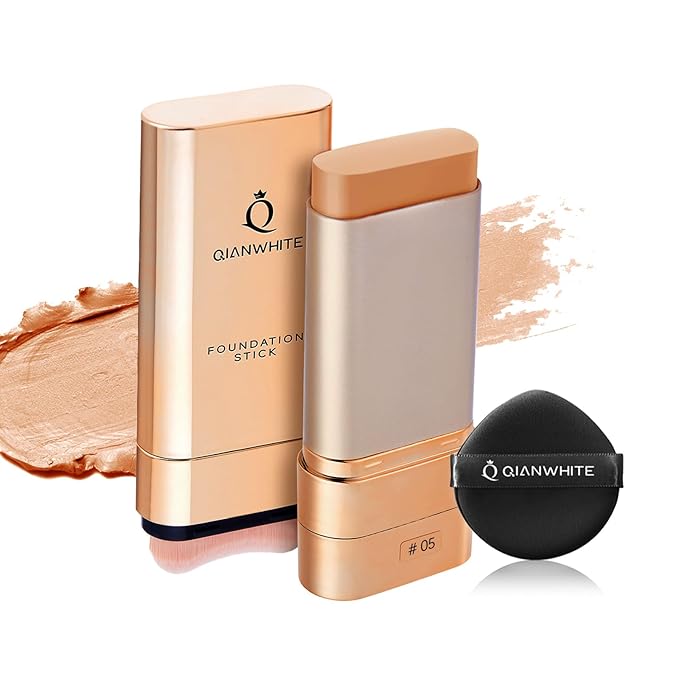 Foundation Stick Waterproof Natural Nude Makeup, Full Coverage Korean Makeup Skin Tint With Brush for All Skin(CHOCOLATE,0.7 Oz / 20g)
