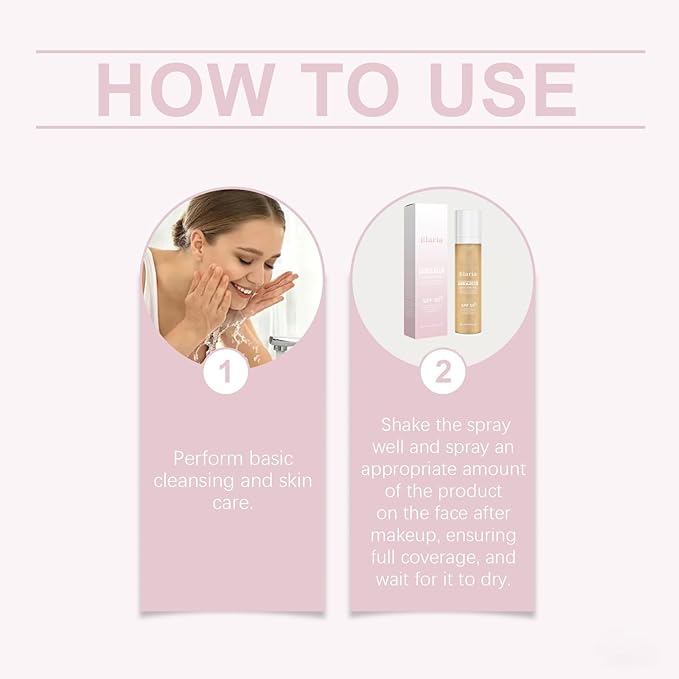 Elaria Sheer Setting Mist Sunscreen SPF 50, Shimmer Body Oil Spray for Face & Body, Lightweight, Non-Greasy, Hydrating Makeup-Friendly Glow Spray for All Skin (2)