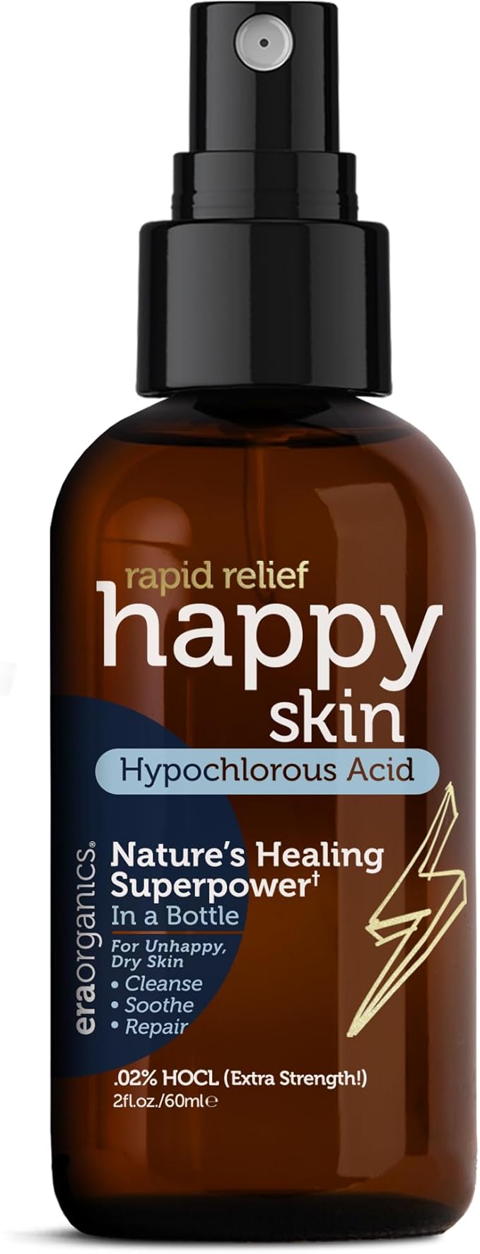Happy Skin Hypochlorous Acid Spray for Face Travel Size – Extra Strength Natural Full Body Cleansing Toner for Acne – Soothe, Hydrate & Repair Dry, Sensitive Skin – pH Balanced, Non-Toxic 2oz