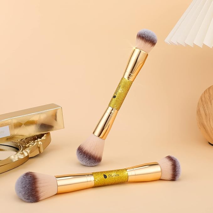 DUcare Dual-Ended Cream + Powder Brush,2-in-1 Foundation Makeup Brush For Creating A Gorgeous, Airbrushed-looking Complexion, Vegan & Cruelty-free