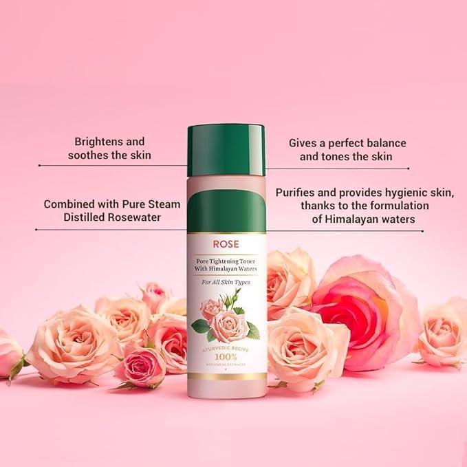 Rose Pore Tightening Toner with Himalayan Waters for All Skin Type 120Ml, Pack of 1, White