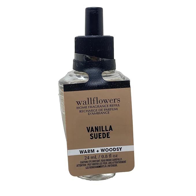 Bath & Body Works Vanilla Suede Wallflowers Fragrance Refill 4 Pack with a Himalayan Salts Springs Sample Soap.