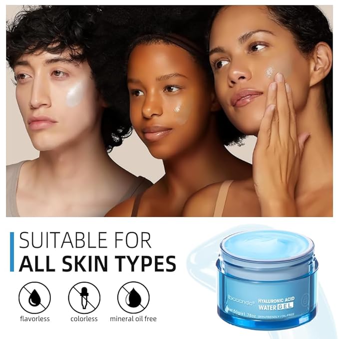 2PCS Hyaluronic Acid Hydrating Water Gel,face Moisturizer Exclusive For Oily Skin，deep Hydration,lang-lasting Moisturizer Face Water Gel, Colorless,mineral Oil Free,2 * 1.76 Fl. Oz