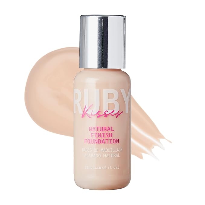 Ruby Kisses Liquid Foundation Medium Coverage, Lightweight, Natural Finish, Face Makeup for All Skin Type, Korean Makeup (Fair Porcelain)