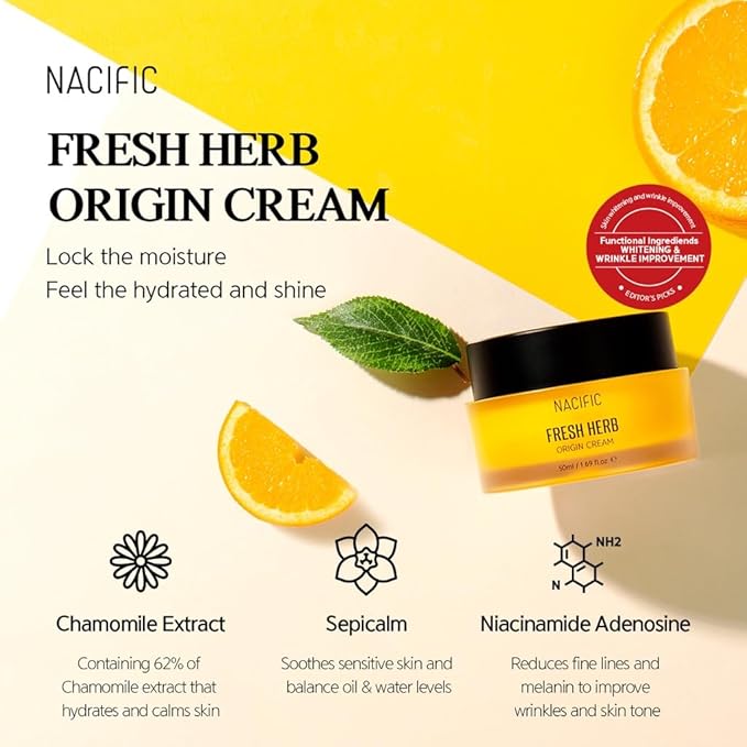 NACIFIC Fresh Herb Origin Triple Set (Toner 150ml, Serum 50ml, Cream 50ml) 82% PotMarigold Flower Water, Moisturizing, Niacinamide, Pore, Sepicalm, Orange