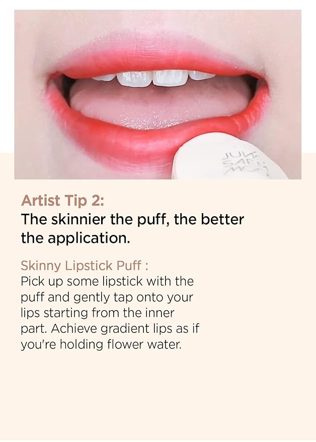 JUNG SAEM MOOL Skinny Tap Puff 3pcs, Mini Precision Puff for Concealer and Touch-Up, Ultra-Slim Fitting Makeup Sponge for Seamless Coverage Around Nose Eyes Lips, Korean Beauty Tool
