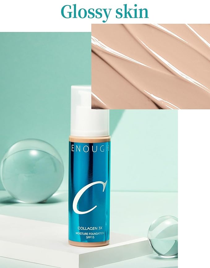 ENOUGH COLLAGEN 3X Moisture Foundation SPF 15, Korean Makeup Full Coverage Tinted Moisturizer, Skin Care Face Sunscreen for Women (#27C Tan Beige, 3.38 fl oz / 100ml)