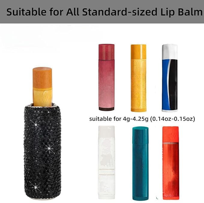 Chapstick Holder Key Chain 2Pcs Lip Balm Gloss Holder Keychain Bling Lipstick Case for Purse Portable Metal Chap Stick Organizer Cute Key Chain Accessories for Women (Sliver)