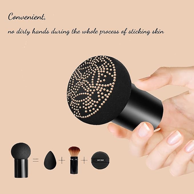 QUROXO Wonderninelife Beauty Cream, Beauty Linasi Clear Cover Beauty Cream, Beauty Cream Base,Mushroom Head Air Cushion Cc Cream, Moisturizing Concealer, Long Lasting (Ivory White+Nature)