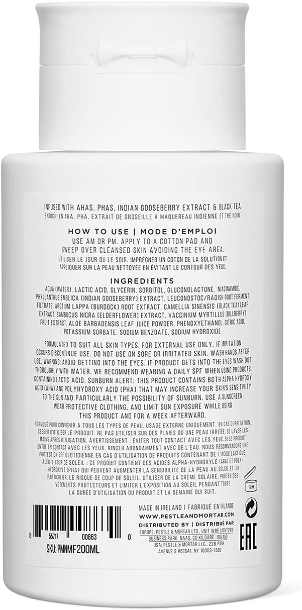 Pestle & Mortar NMF 5.34% Lactic Acid Facial Toner, Pore Minimizing & Hydrating Face Exfoliant, Alcohol Free & Cruelty-Free (6.8 fl oz)