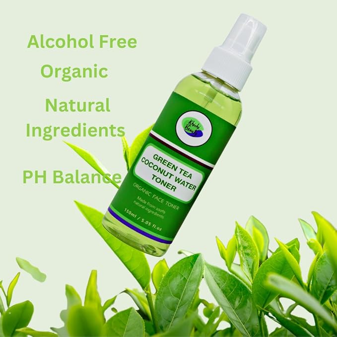 Green Tea Coconut Water Facial Toner Soothes and Hydrates, 150ml / 5.05 fl oz | Green Tea and Coconut Water Toner for Face | Non-Alcoholic with Hyaluronic Acid