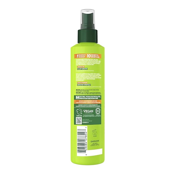 Garnier Fructis Sleek & Shine 10-in-1 for Frizzy,Dry Hair,Plant Keratin,8.1 Fl Oz,(Packaging May Vary),(Pack of 2)