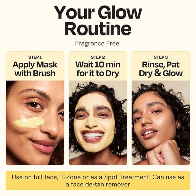 Gleamin Vitamin C Clay Mask for Dark Spots - Brightening Clay Face Mask with Turmeric, Deep Cleansing & Pore Refining Treatment, Helps Improve Uneven Tone & Post-Blemish Texture, 5 oz Up to 40 Uses