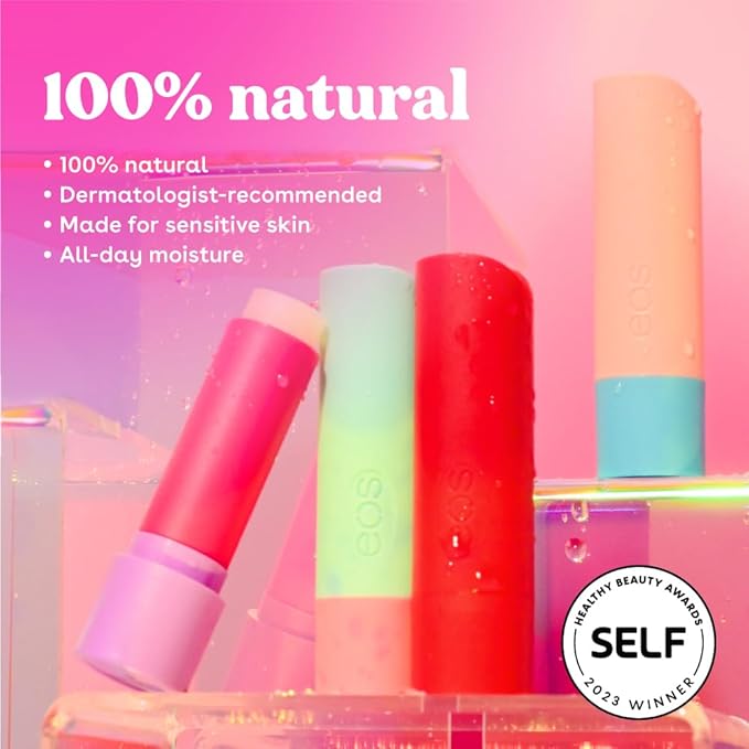 eos 100% Natural Lip Balm - Coconut Milk, All-Day Moisture, Dermatologist Recommended for Sensitive Skin Care, Lip Care Products, 0.25 oz (Pack of 2)