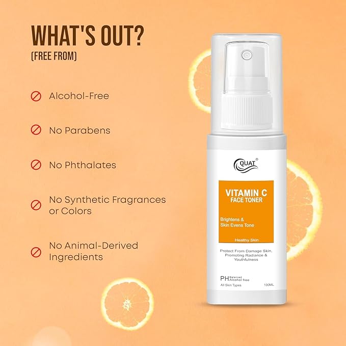 Vitamin C Face Toner – Brightening & Hydrating Facial Toner for Even Skin Tone, Pore Minimizing & Refreshing Toner, Alcohol-Free pH Balanced Skincare for All Skin Types – 100 ml
